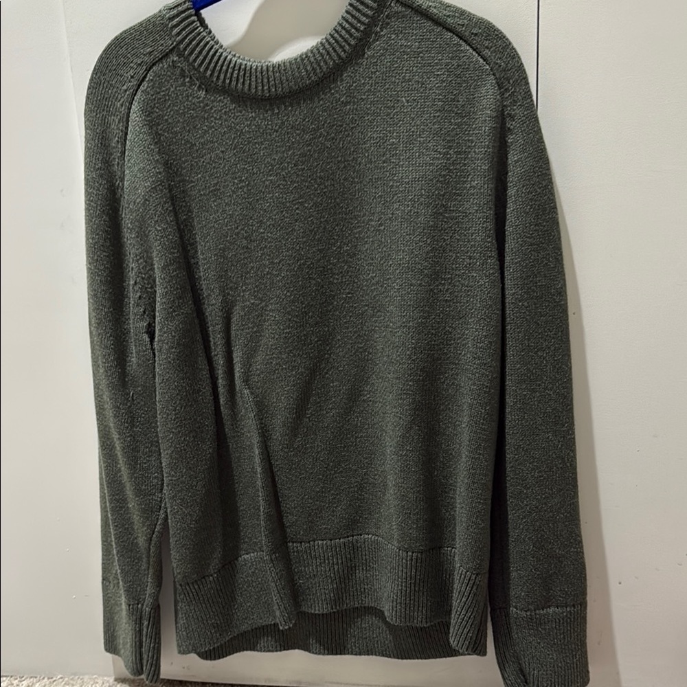 Abercrombie & Fitch Green Crewneck Sweater with Ribbed Details